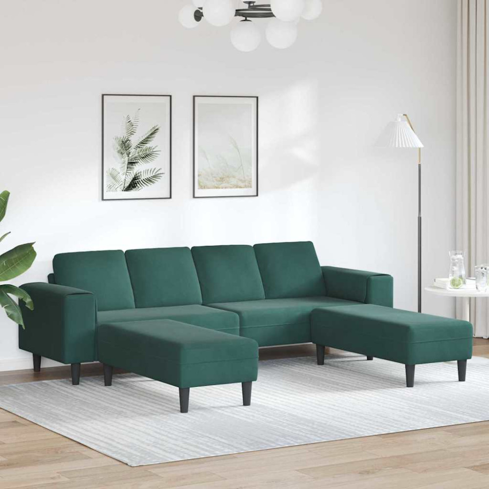 Soffset 3 pcs Mörkgrön Sammet