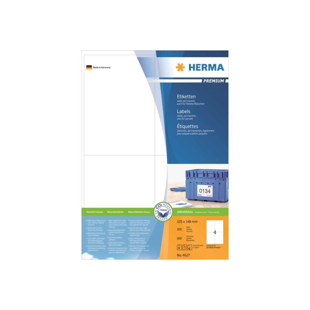 HERMA Premium - laminerade etiketter - matt - 800 etikett (er) - A6
