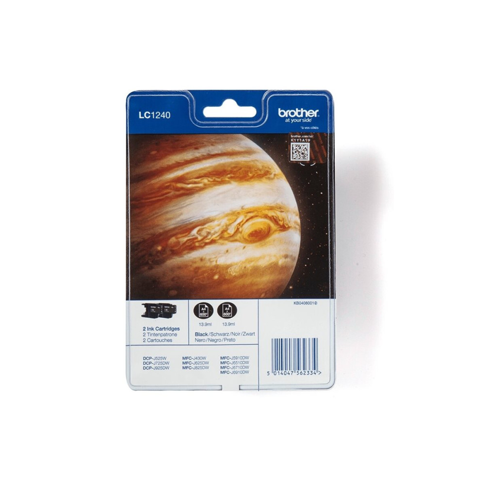 Brother LC1240BKBP2 - 2-pack - svart - original - bläckpatron