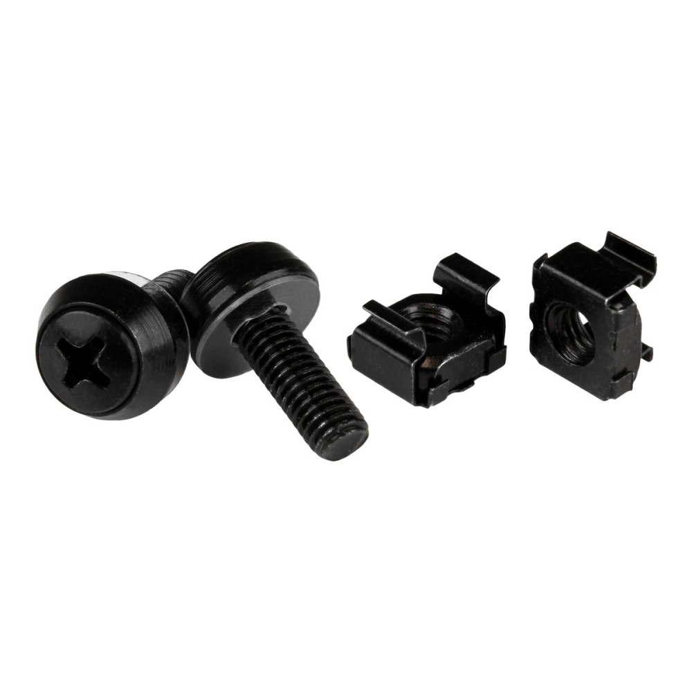 StarTech.com M6x12 mm - skruvar och korgmuttrar - 50-pack, svart - skruvar och muttrar för rack