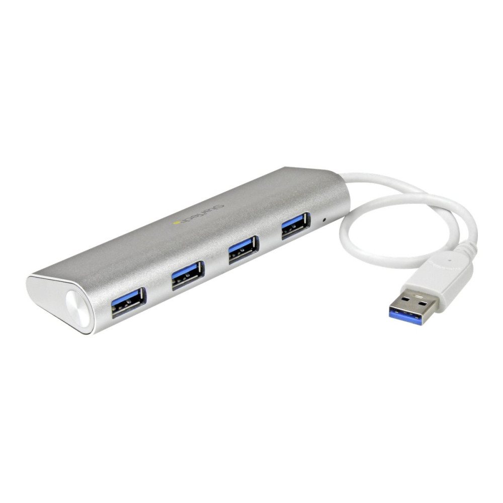 StarTech.com Bärbar USB 3.0-hubb med 4 portar och inbyggd kabel - hubb - 4 portar