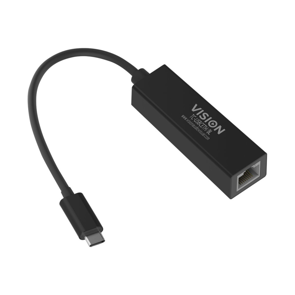Vision TC-USBCETH/BL - nätverksadapter - USB-C 3.1 - Gigabit Ethernet x 1