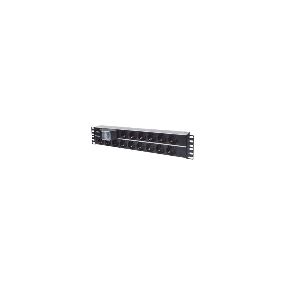 Intellinet 19" 2U Rackmount 15-Way Power Strip - German Type", With Double Air Switch, 3m Power Cord - effektband
