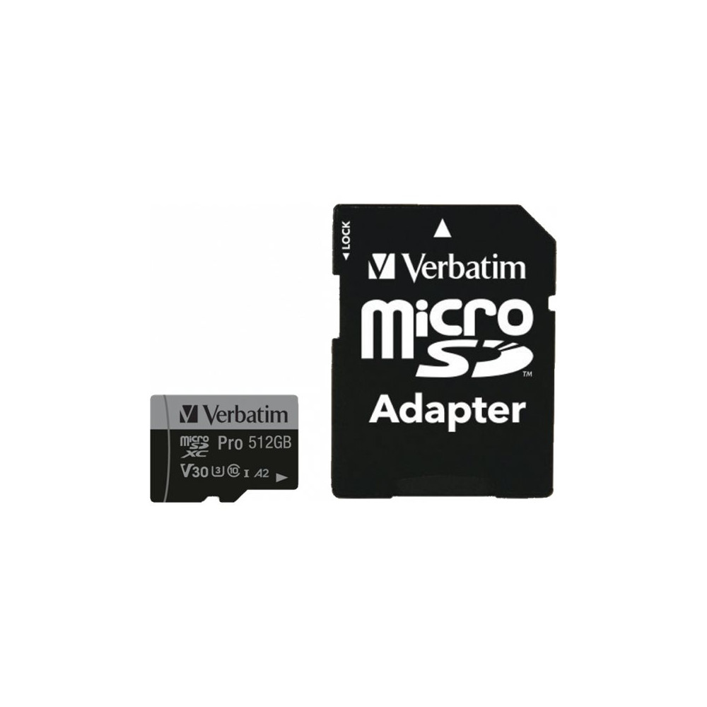 Verbatim PRO U3 - flash-minneskort - 512 GB - mikroSDXC UHS-I
