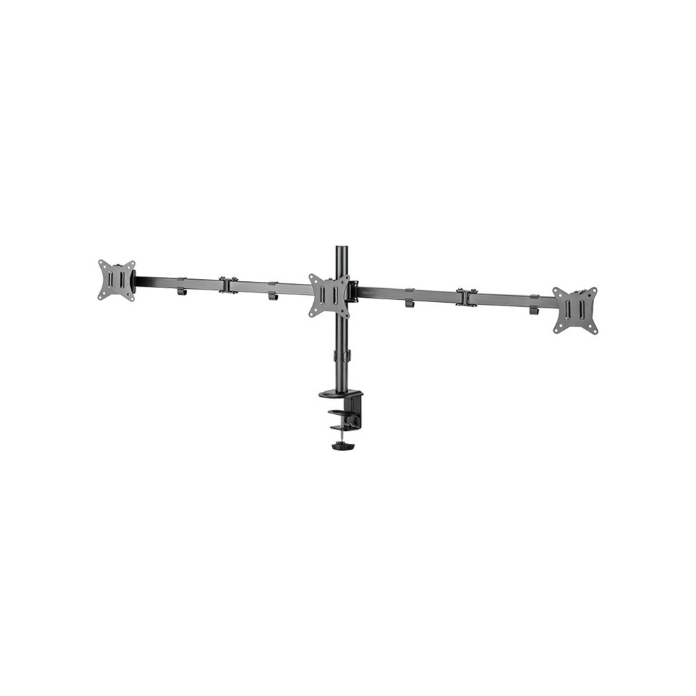 LogiLink monteringssats - justerbara dubbla armar - för 3 monitorer - arm längd: 658 mm - svart