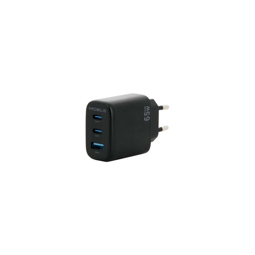 Mobilis strömadapter - GaN - 2 x USB-C, USB - 65 Watt