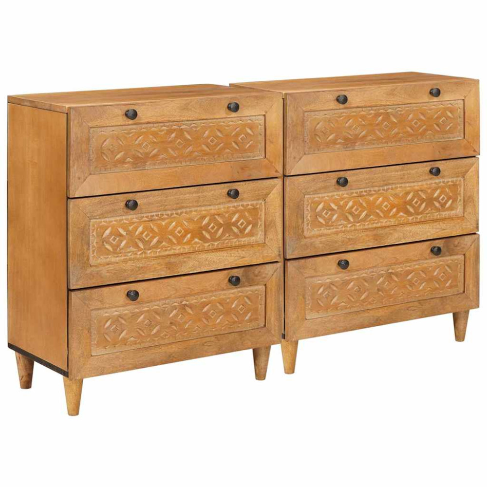 Sideboard 2 pcs Brun 60 x 33 x 75 cm massivt mangoträ