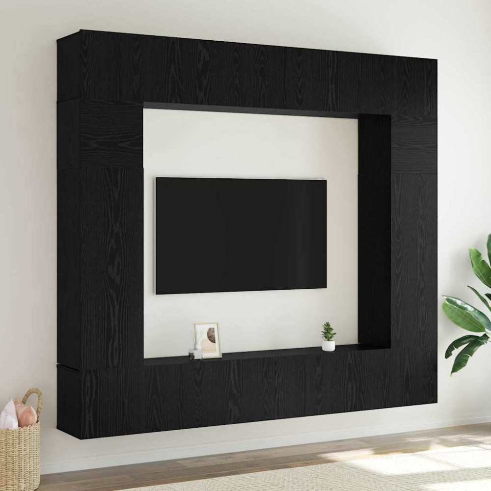 TV-bänkset 8 pcs Svart ek 100 x 30 x 30 cm Konstruerat trä