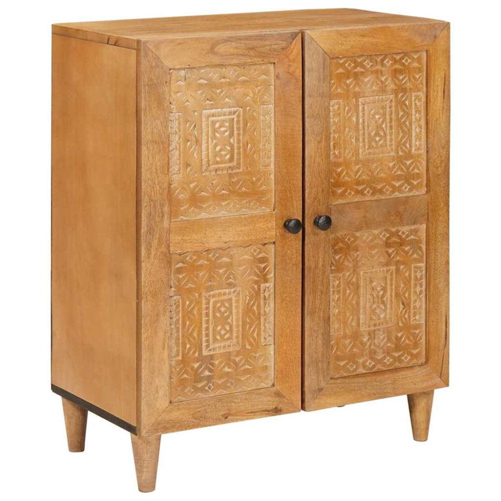 Sideboard med hylla Ljusbrun 60 x 33 x 75 cm massivt mangoträ