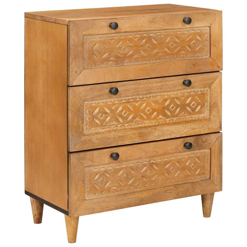 Sideboard med låda Ljusbrun 60 x 33 x 75 cm massivt mangoträ
