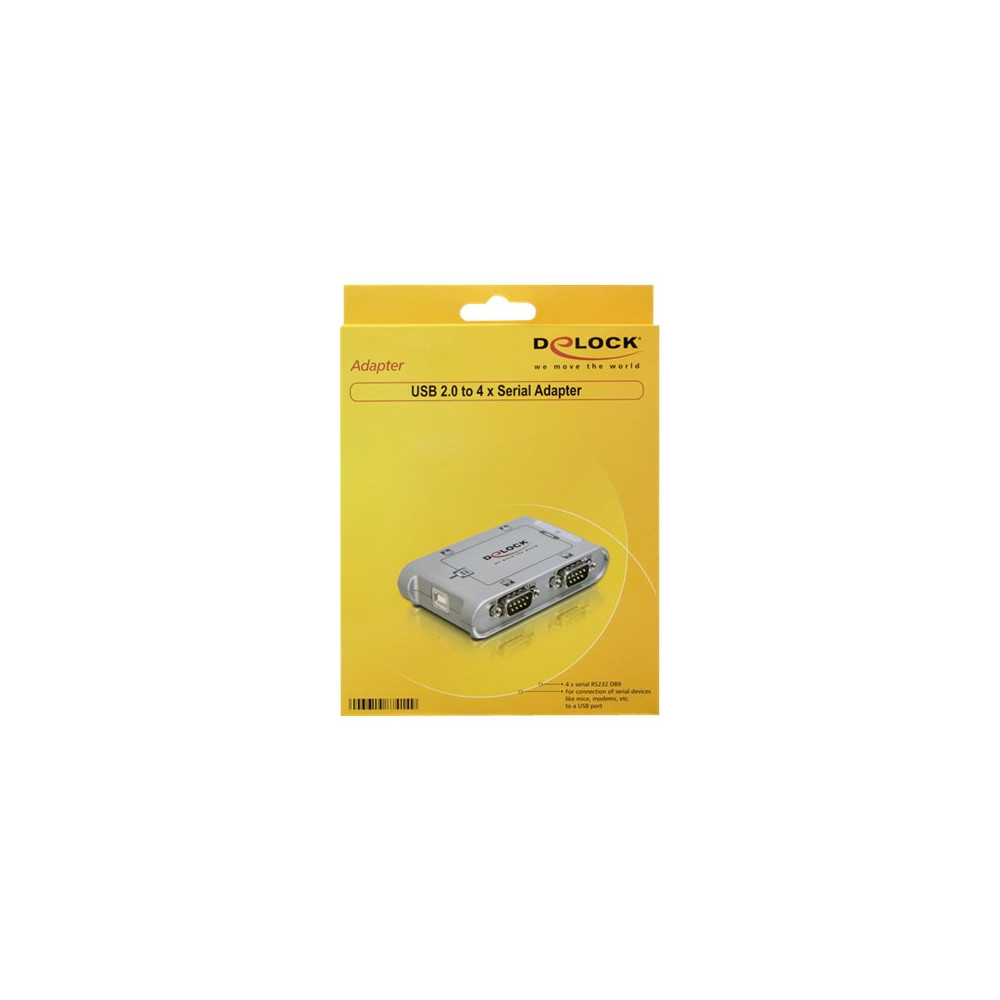 Delock USB 2.0 to 4 port serial HUB - seriell adapter - USB 2.0 - RS-232 x 4