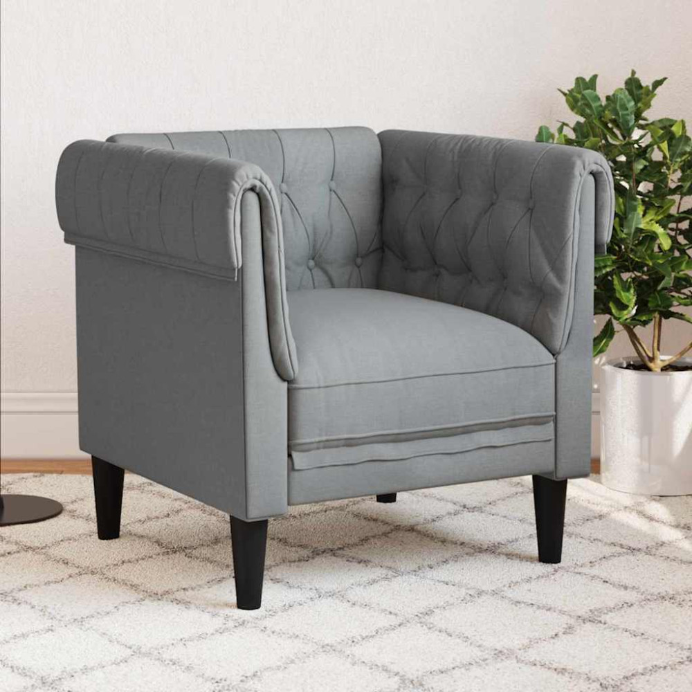 Chesterfield Soffa Stol Ljusgrå 78.5 x 74.5 x 74.5 cm tyg