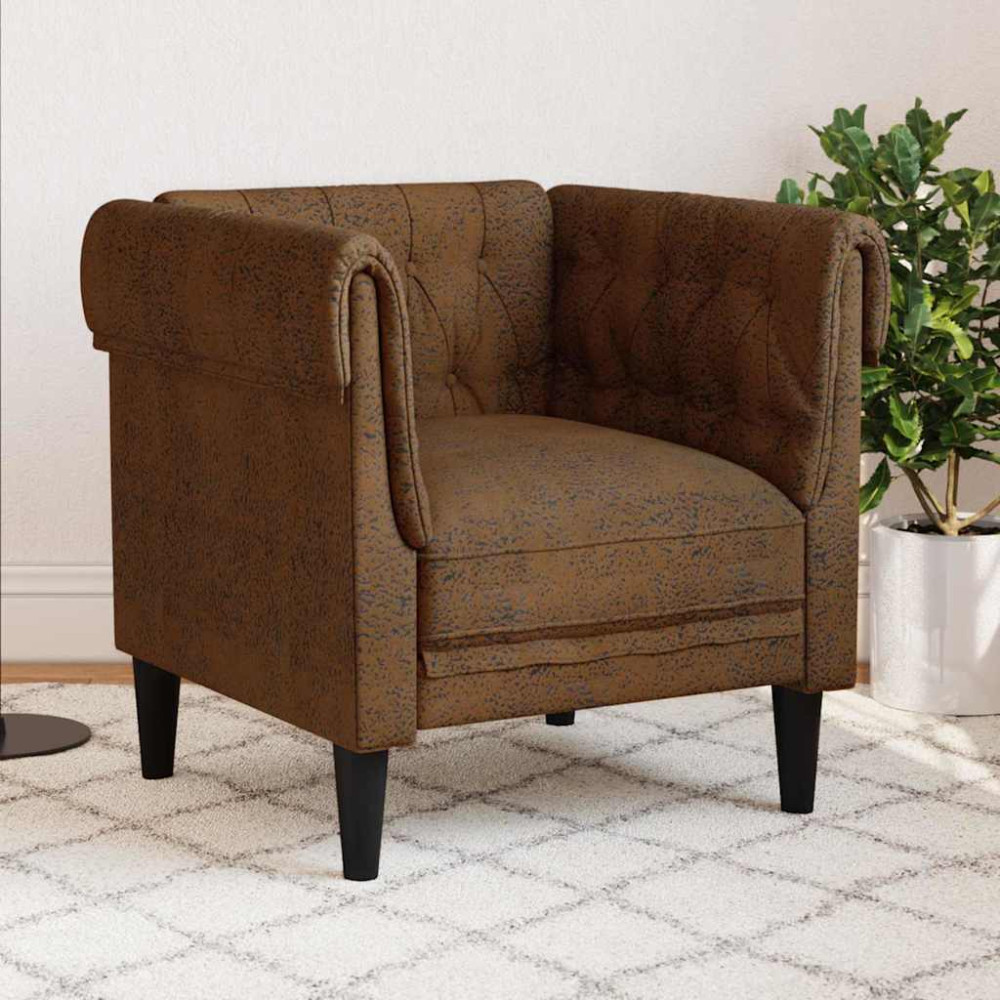 Chesterfield Soffa Stol Argyle Brun 78.5 x 74.5 x 74.5 cm