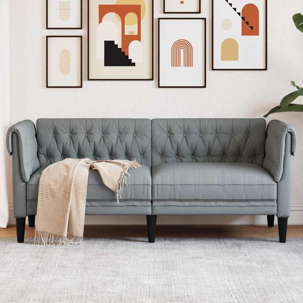Chesterfieldsoffa Argyle Ljusgrå 182.5 x 74.5 x 74.5 cm tyg