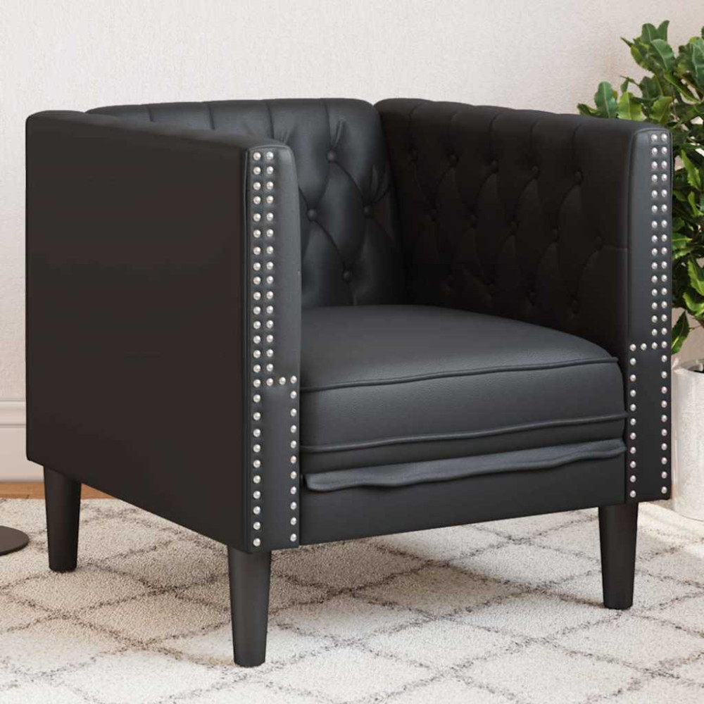 Chesterfield Soffa Stol Svart 71 x 74.5 x 70.5 cm Konstläder