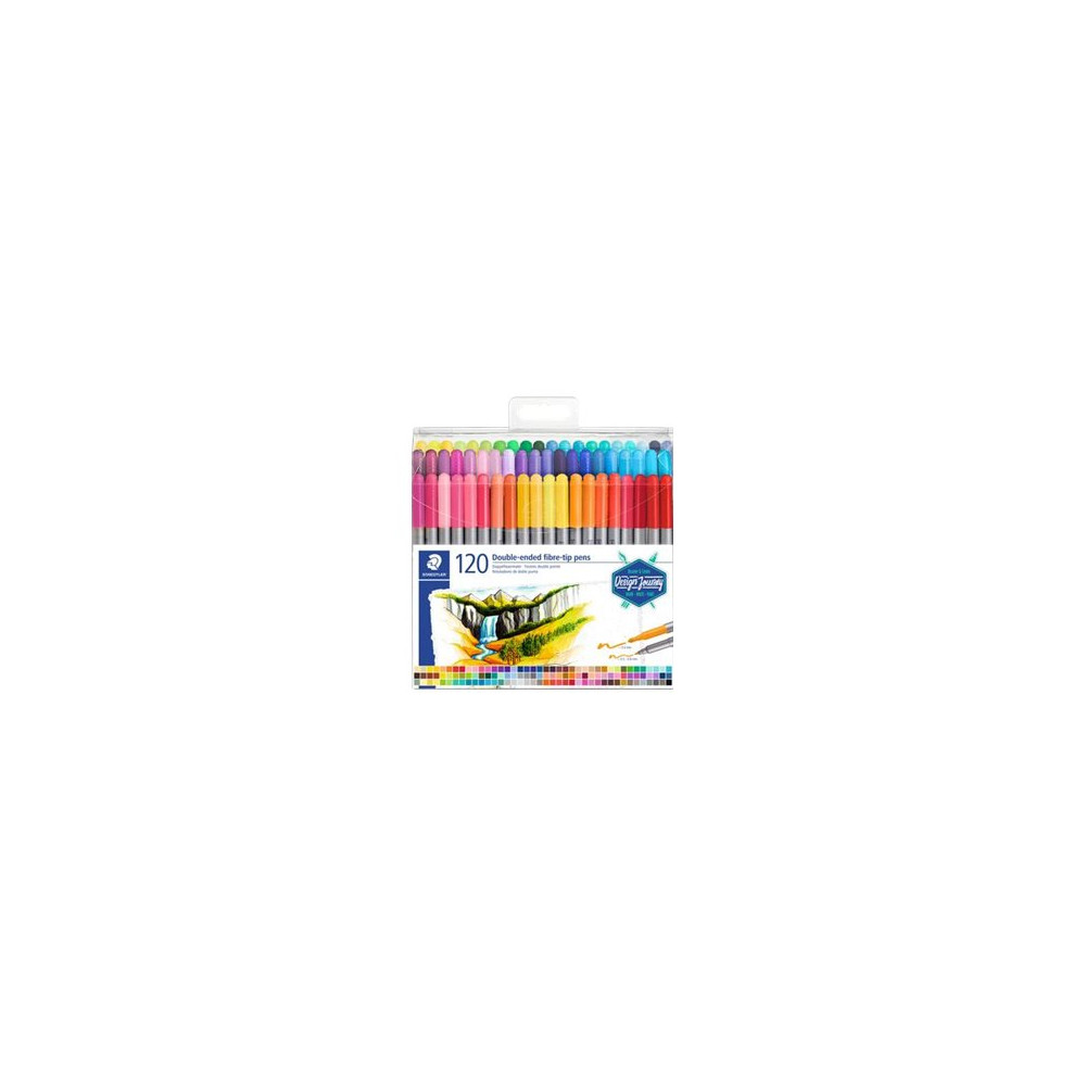 STAEDTLER - fiberspetspenna med två spetsar - blandfärger (paket om 120)