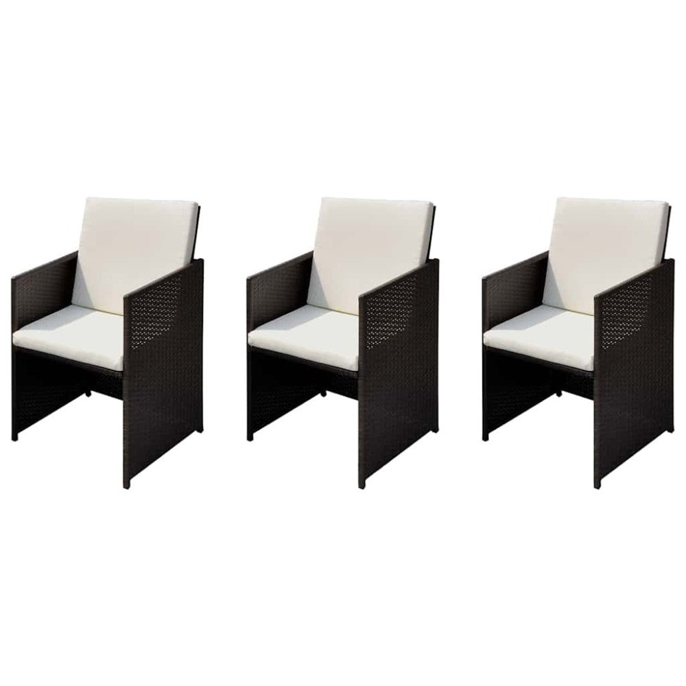 Trädgårdsstolar 3 pcs Brun 56 x 52 x 87 cm Poly rattan