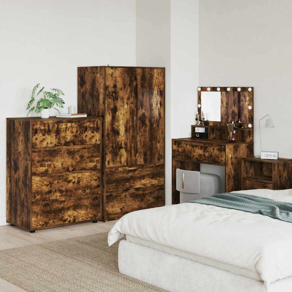 Förvaringsskåp 2 pcs Rökt ek 80 x 48 x 105 cm Konstruerat trä