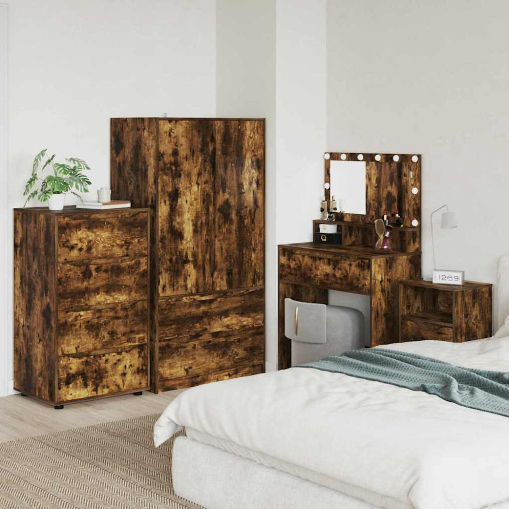 Förvaringsskåp 2 pcs Rökt ek 60 x 48 x 105 cm Konstruerat trä