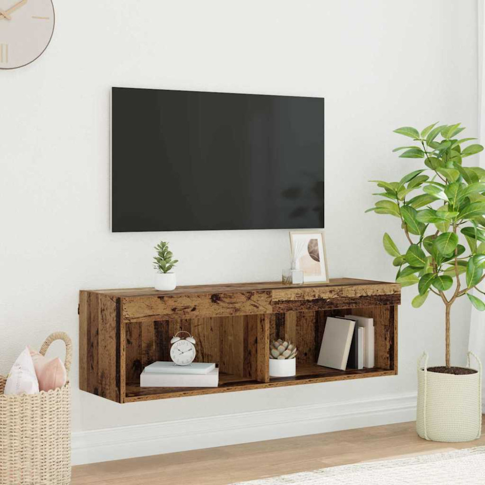 TV Vägghylla Gammalt trä 100 x 30 x 30 cm Konstruerat trä