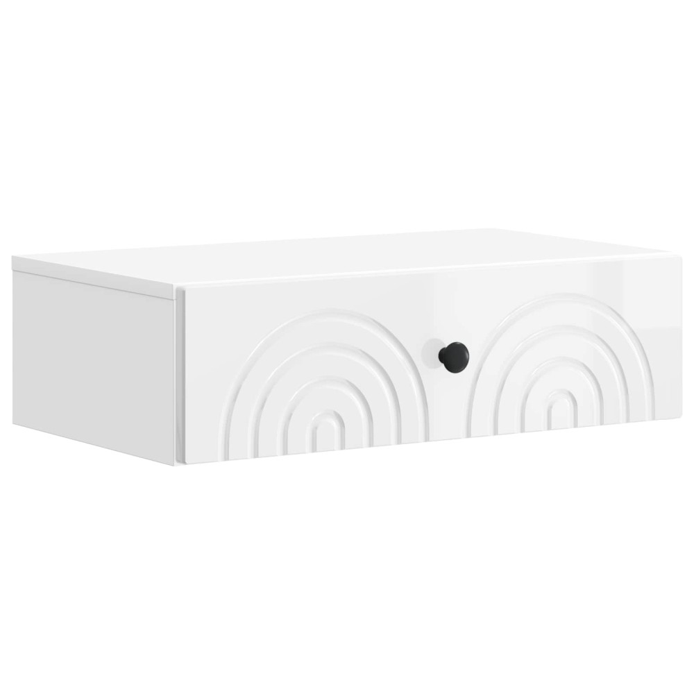 Väggmonterad sidobord Vit högglans 59 x 34,5 x 17 cm