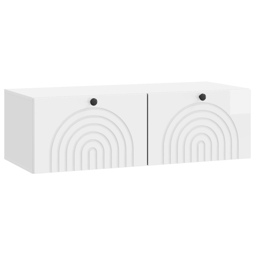 Väggmonterad TV-bänk Väggmonterad Vit högglans 98 x 41 x 30 cm