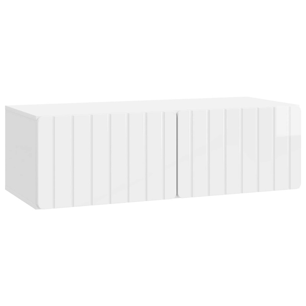 Väggmonterad TV-bänk Väggmonterad Vit högglans 98 x 41 x 30 cm