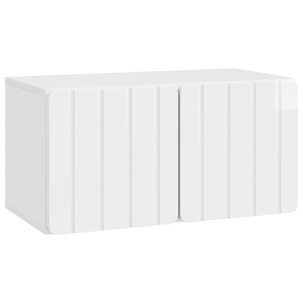 Väggmonterad TV-bänk Vit högglans 59,5 x 31 x 30 cm