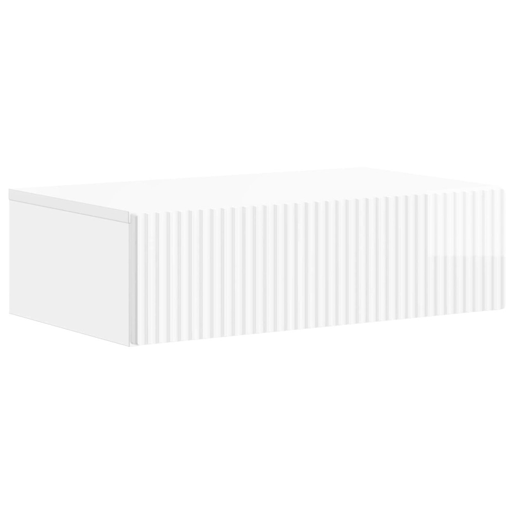 Väggmonterad sidobord Vit högglans 59 x 34,5 x 17 cm