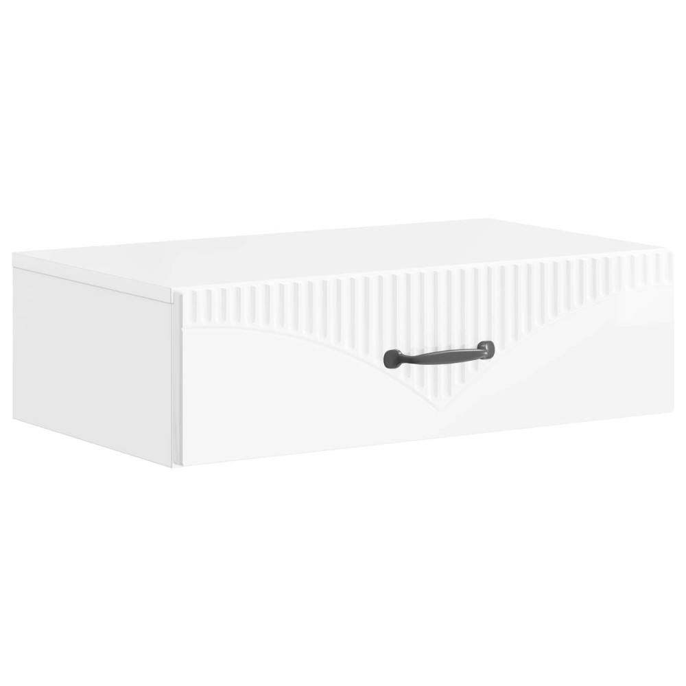 Väggmonterad sidobord Vit högglans 59 x 34,5 x 17 cm