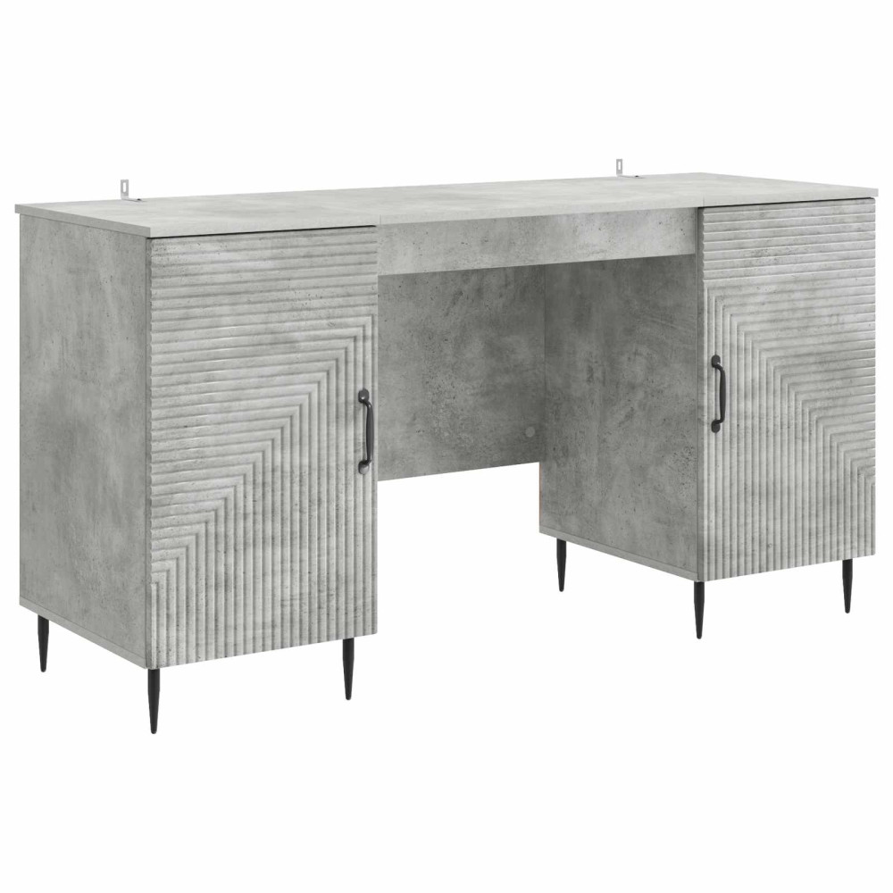 Skrivbord med dörr Betonggrå 142,5 x 50 x 75 cm Konstruerat trä