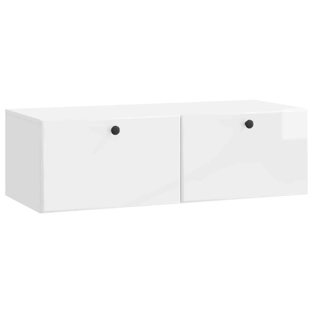 Väggmonterad TV-bänk Väggmonterad Vit högglans 98 x 41 x 30 cm