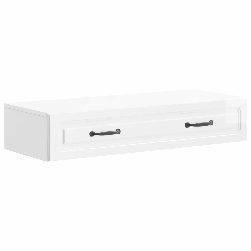 Väggmonterad sidobord Vit högglans 87,5 x 34,5 x 17 cm