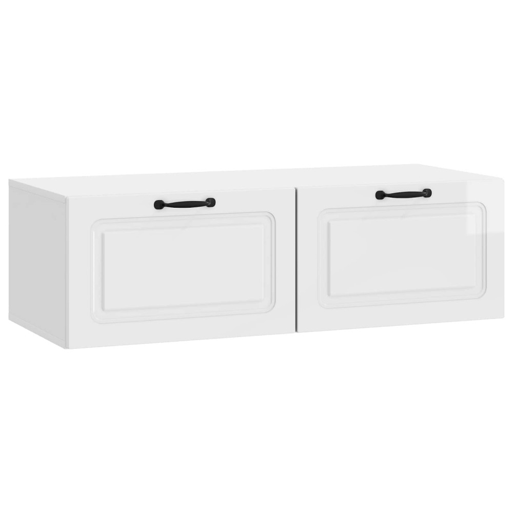 Väggmonterad TV-bänk Väggmonterad Vit högglans 98 x 41 x 30 cm