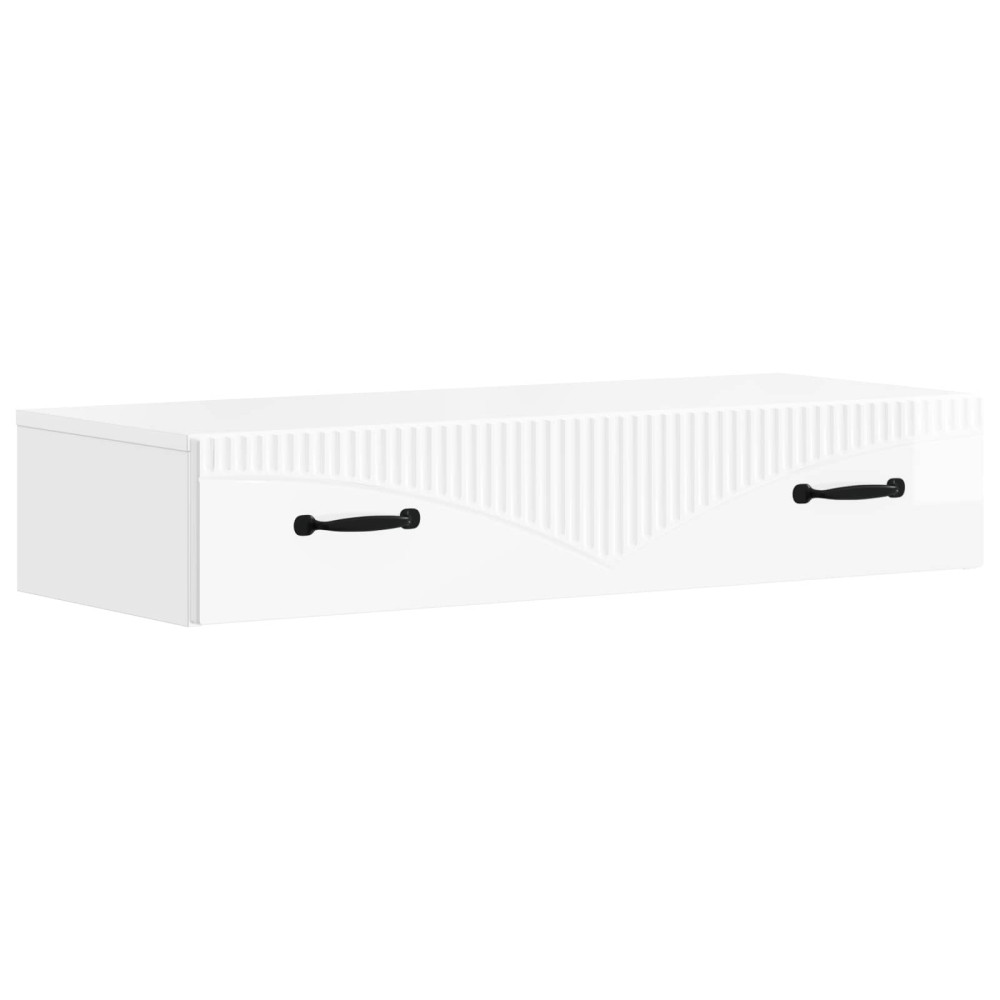 Väggmonterad sidobord Vit högglans 87,5 x 34,5 x 17 cm