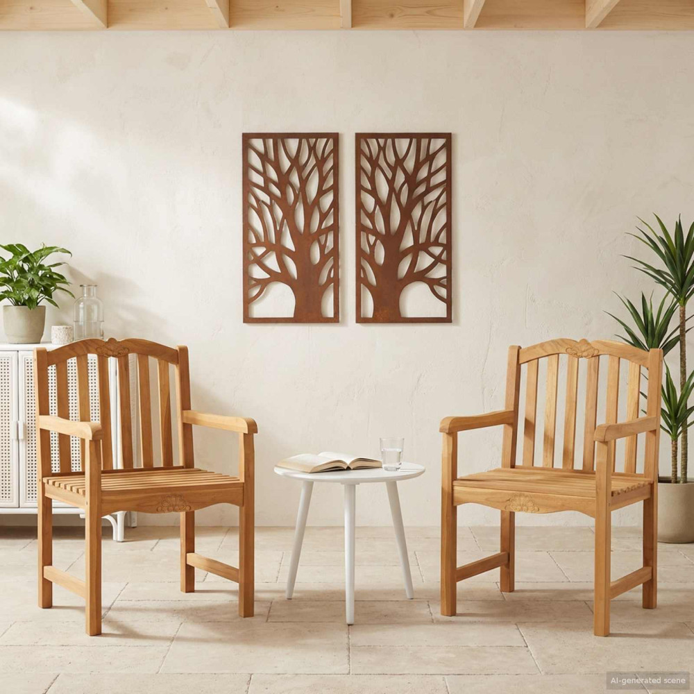 Trädgård Stol 2 pcs Naturlig 58 x 60 x 93 cm Massivt teakträ
