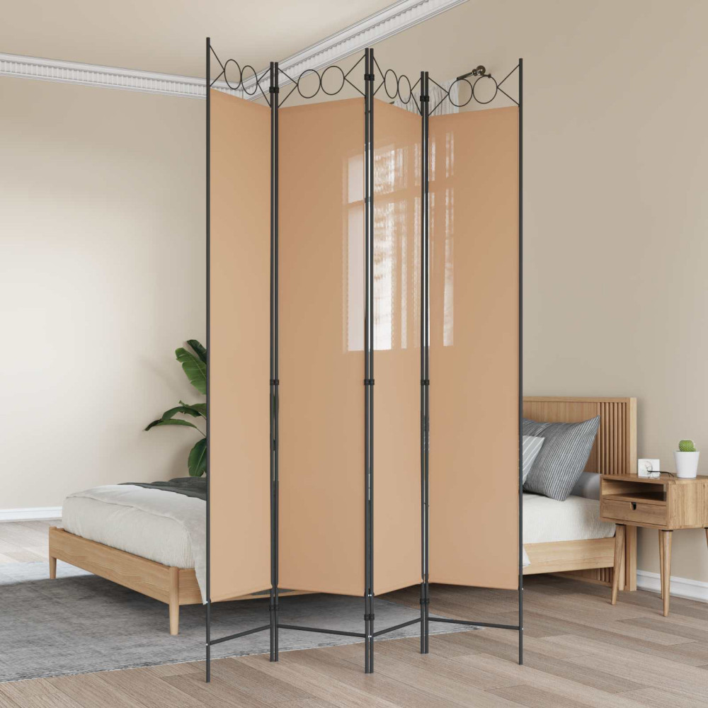 4-panelig rumsavskiljare Beige 160 x 220 cm Tyg