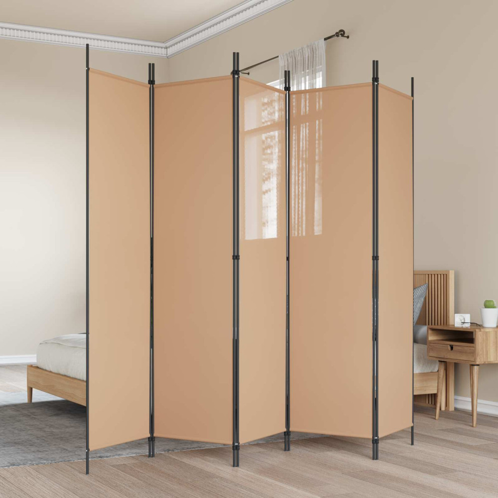 5-panel rumsavskiljare Beige 250 x 200 cm Tyg