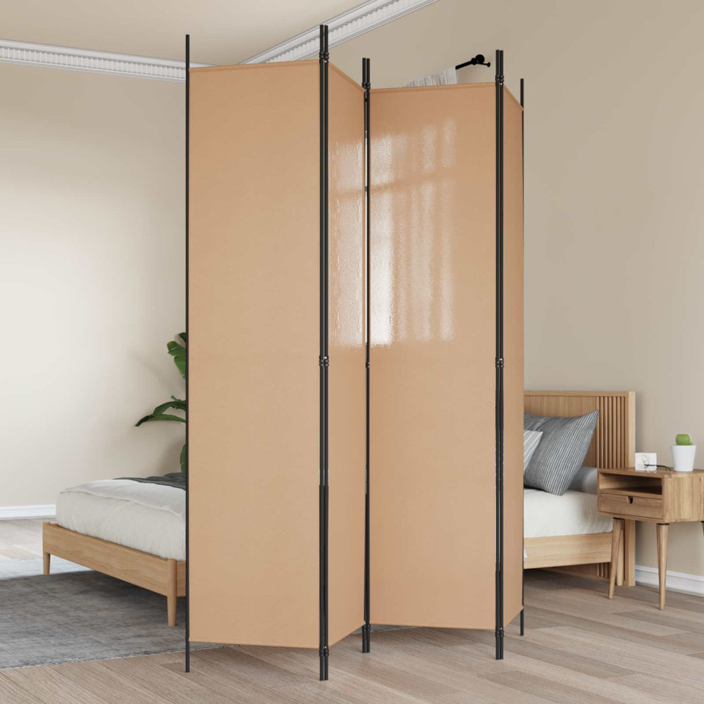 4-panelig rumsavskiljare Beige 200 x 220 cm Tyg