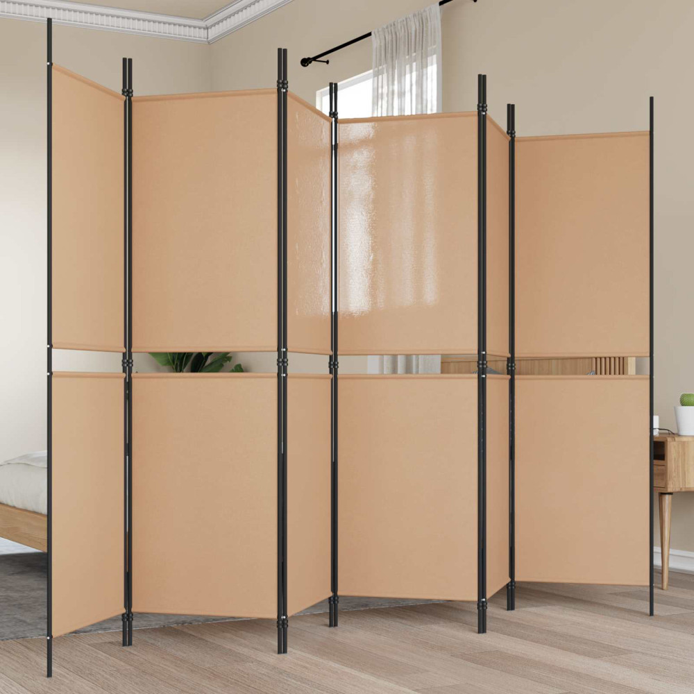 6-panelers rumsavdelare Beige 300 x 180 cm Tyg