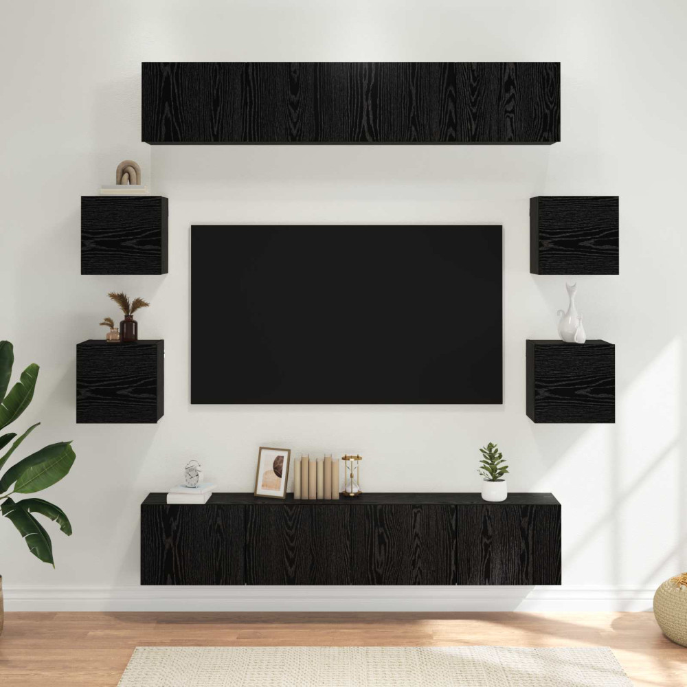 TV-bänkset 8 pcs 80 x 30 x 30 cm Svart ek Konstruerat trä