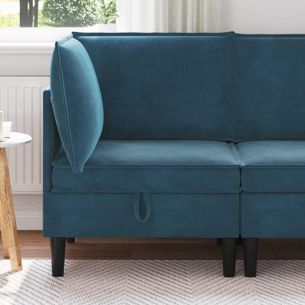 Soffa med förvaring Blå Sammet