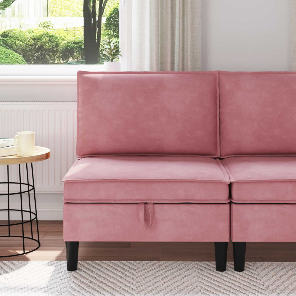 Mellansofta med förvaring Rosa Sammet