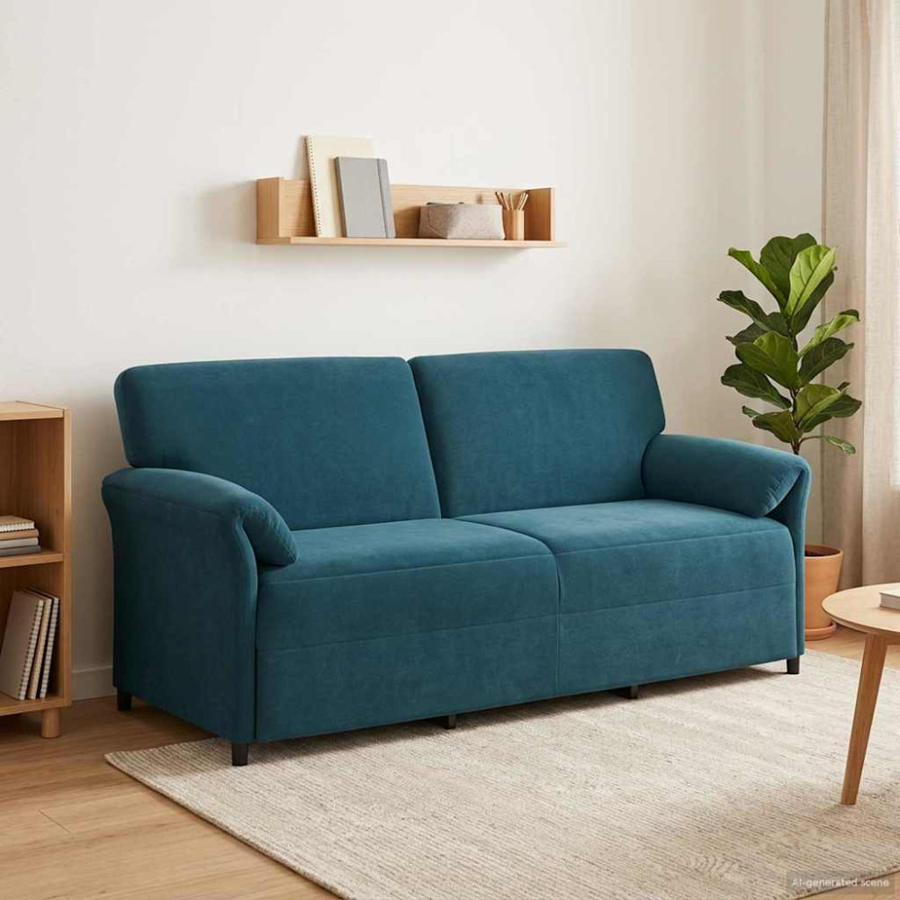 3-Sits soffa Blå 198 x 83 x 95 cm Sammet