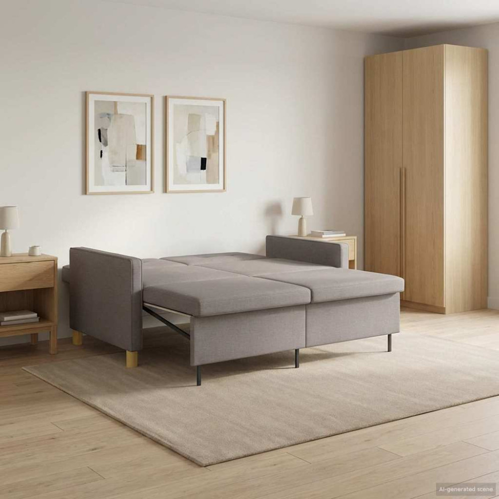 Pull Out Sofa Bed Taupe Tyg