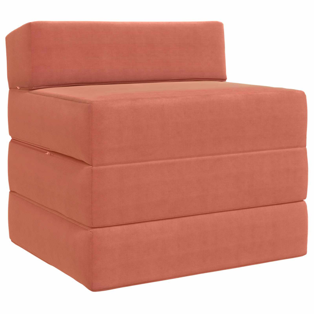 Fällbar Soffbed Röd orange 200 x 70 x 15 cm Kordread tyg