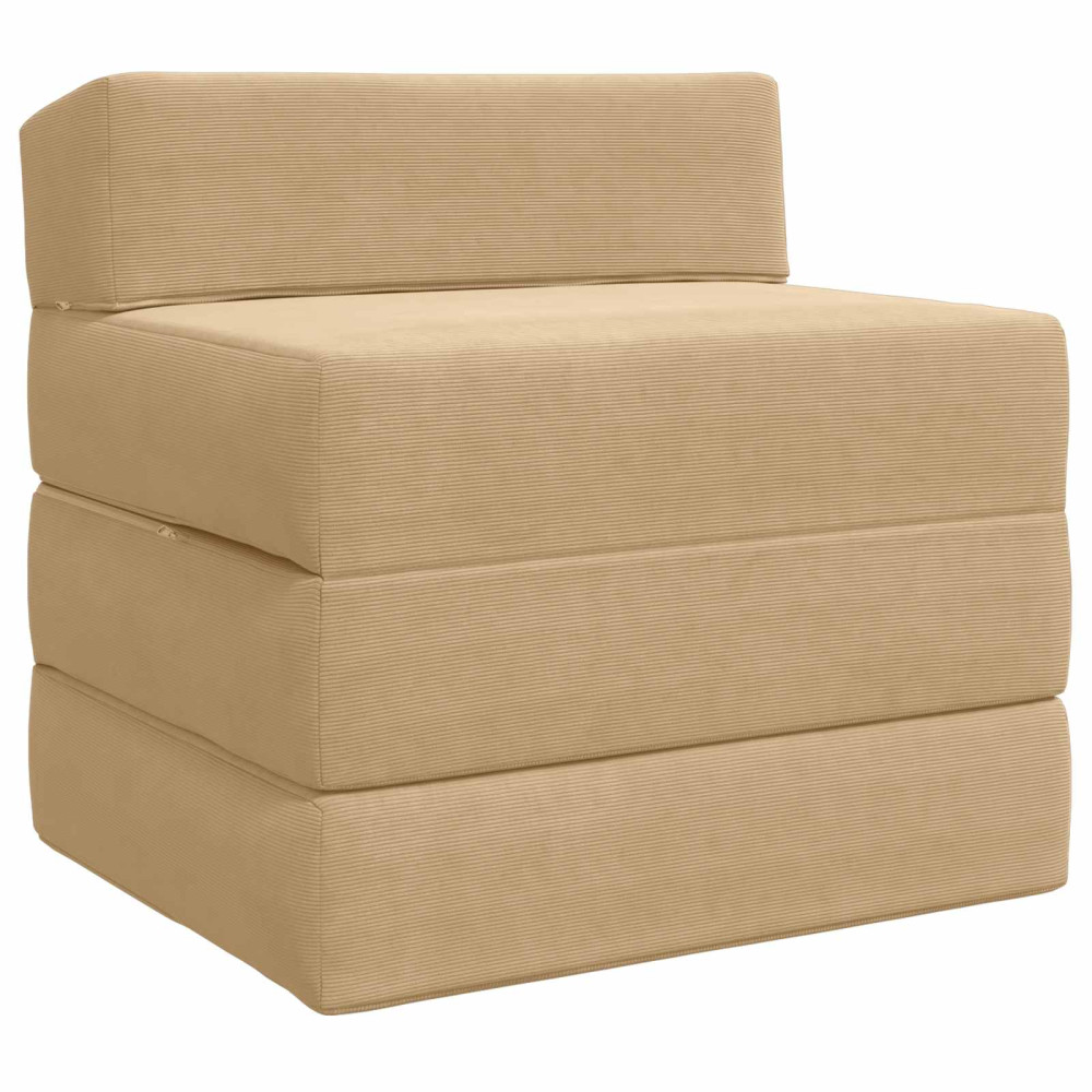 Fällbar Soffbed Ljust gröngrå 200 x 70 x 10 cm Kordread tyg