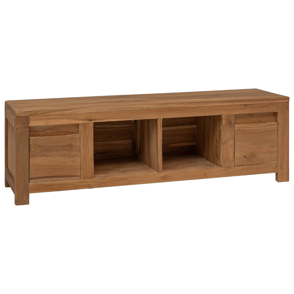 TV-skåp 110 x 30 x 35 cm Naturlig Massivt teakträ