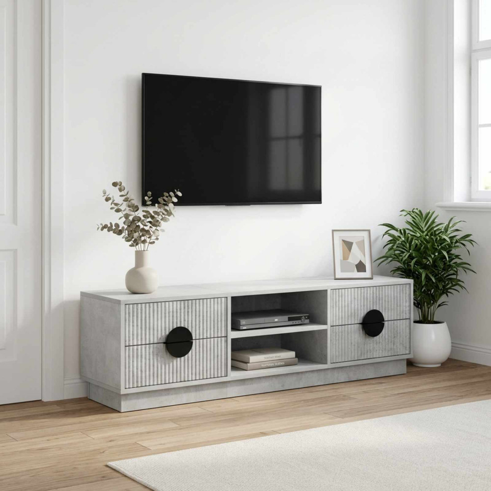 TV-skåp VENRAY 137,5 x 33 x 40 cm Betonggrå