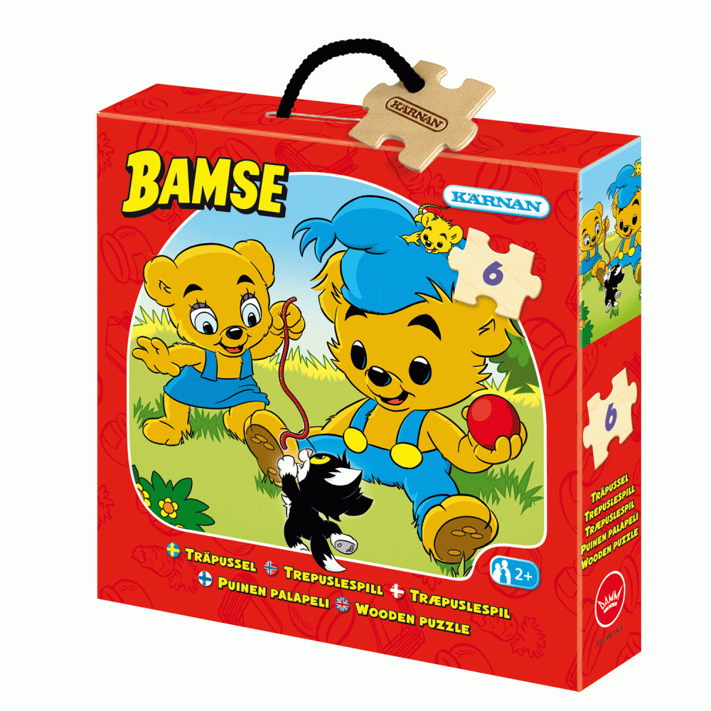 Askpussel trä Bamse 6 bit Kärnan